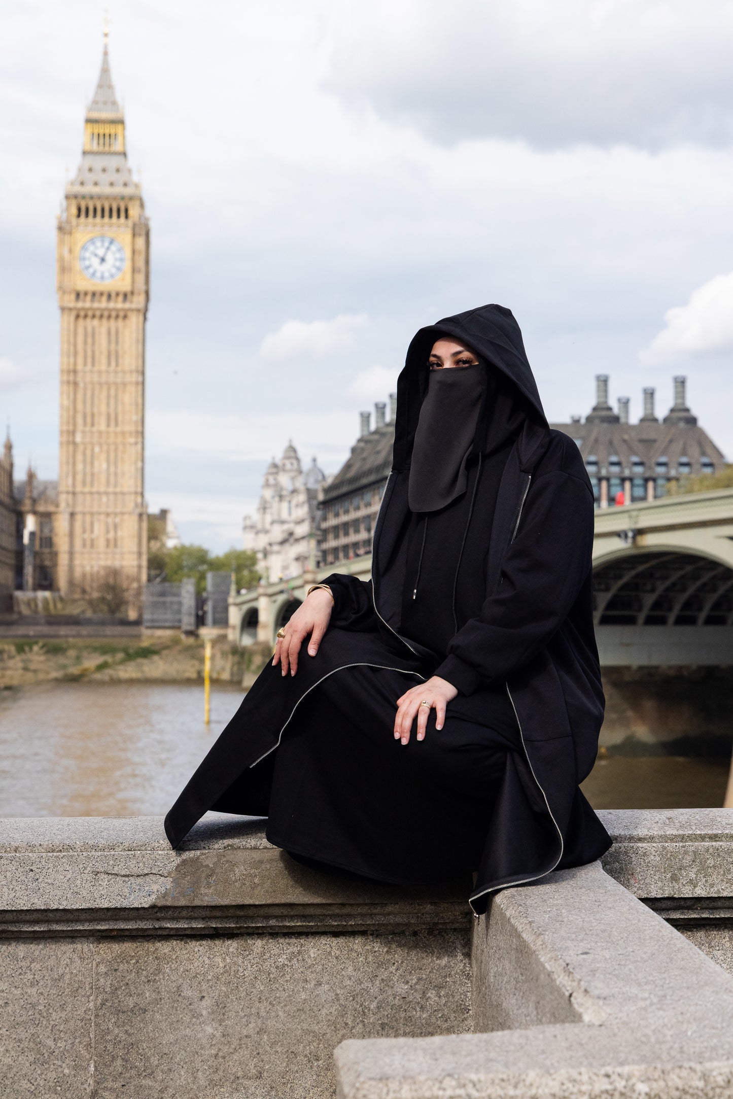 Black Hoodie Abaya Jacket size 50 to 60