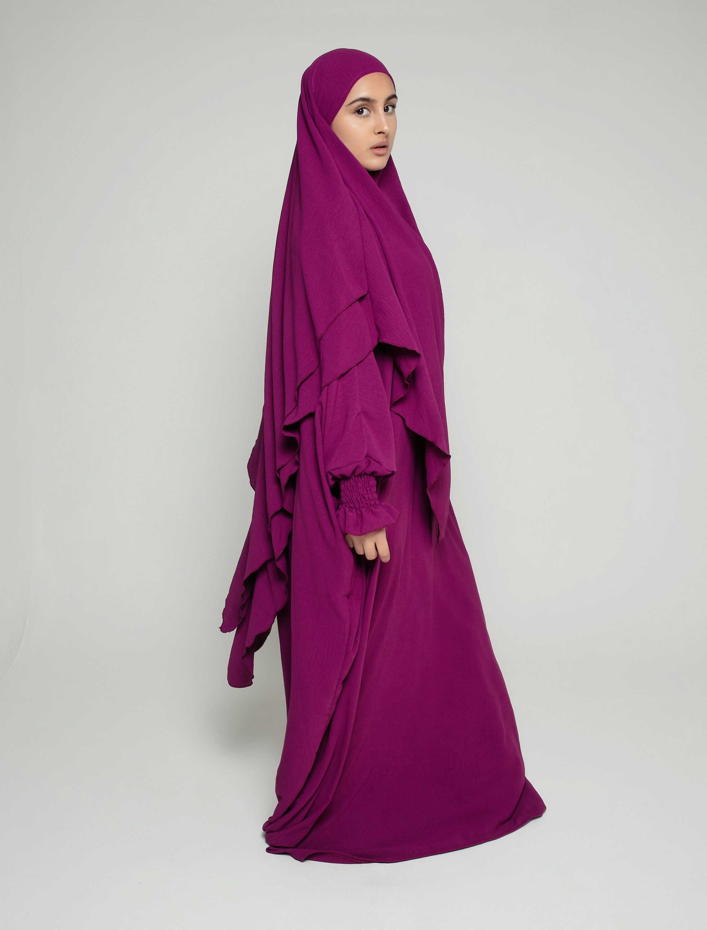 Abaya with Double Layer Khimar Set