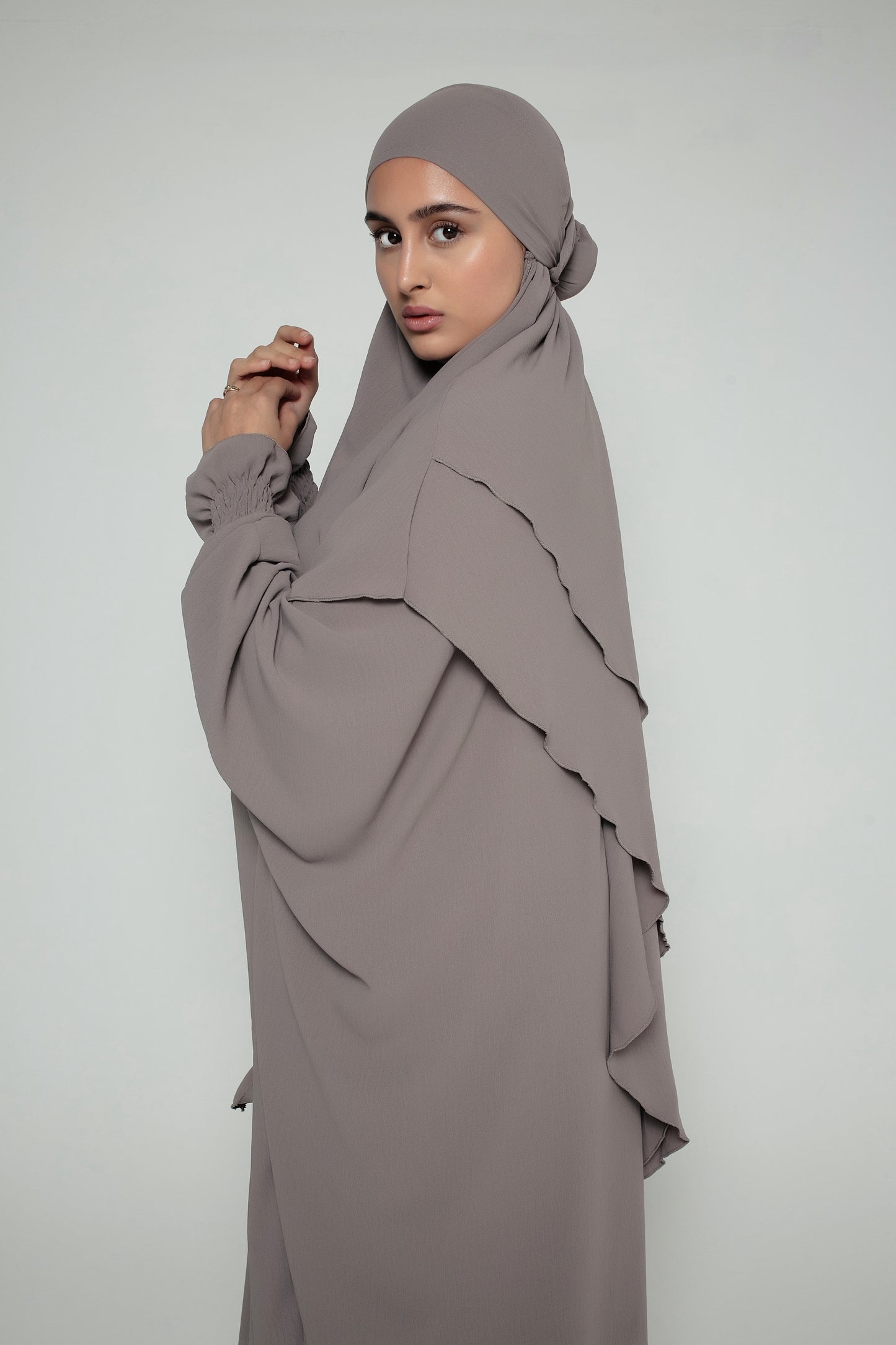 2 layers khimar Set with Abaya