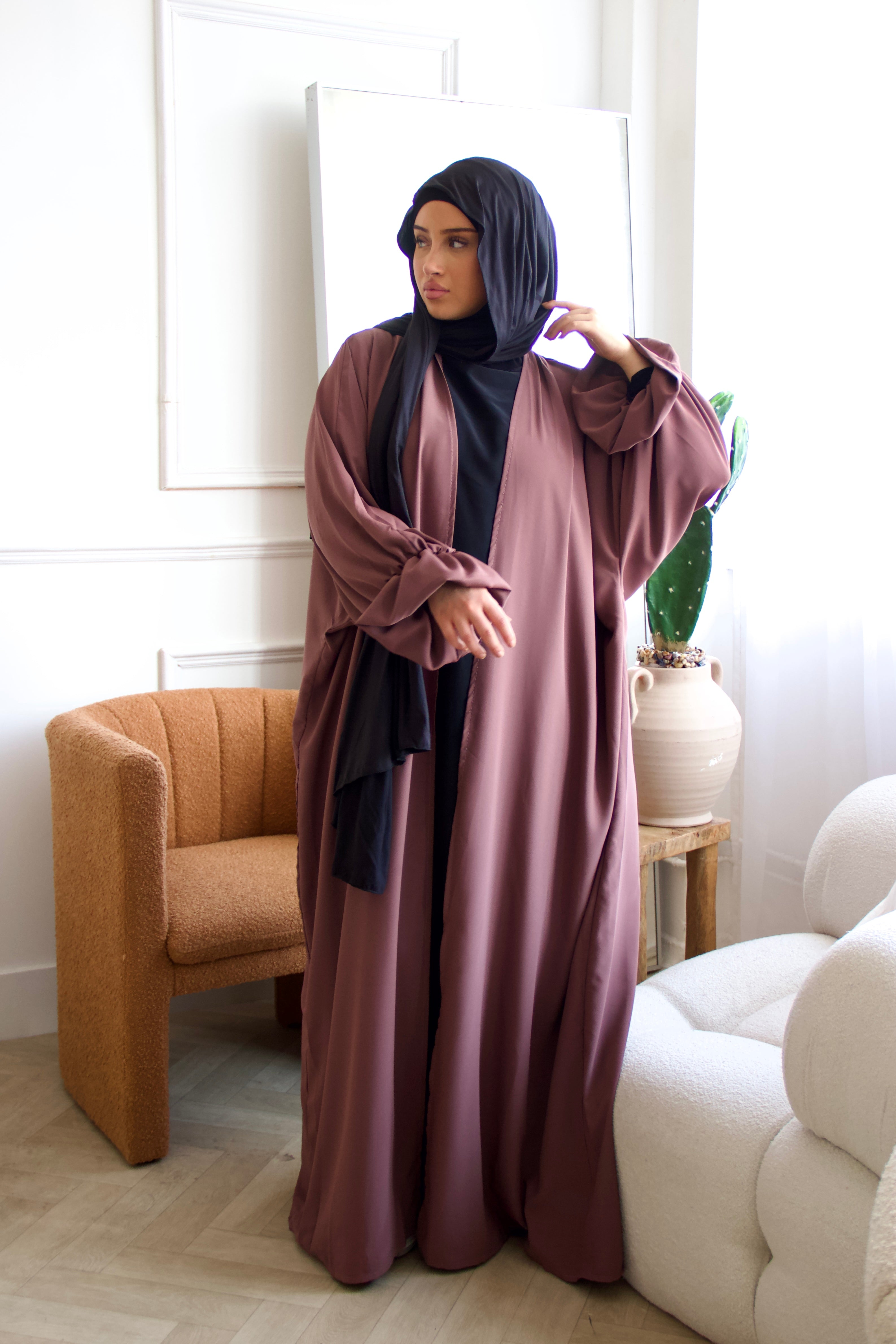 Open Kimono Abaya with Flower Sleeves