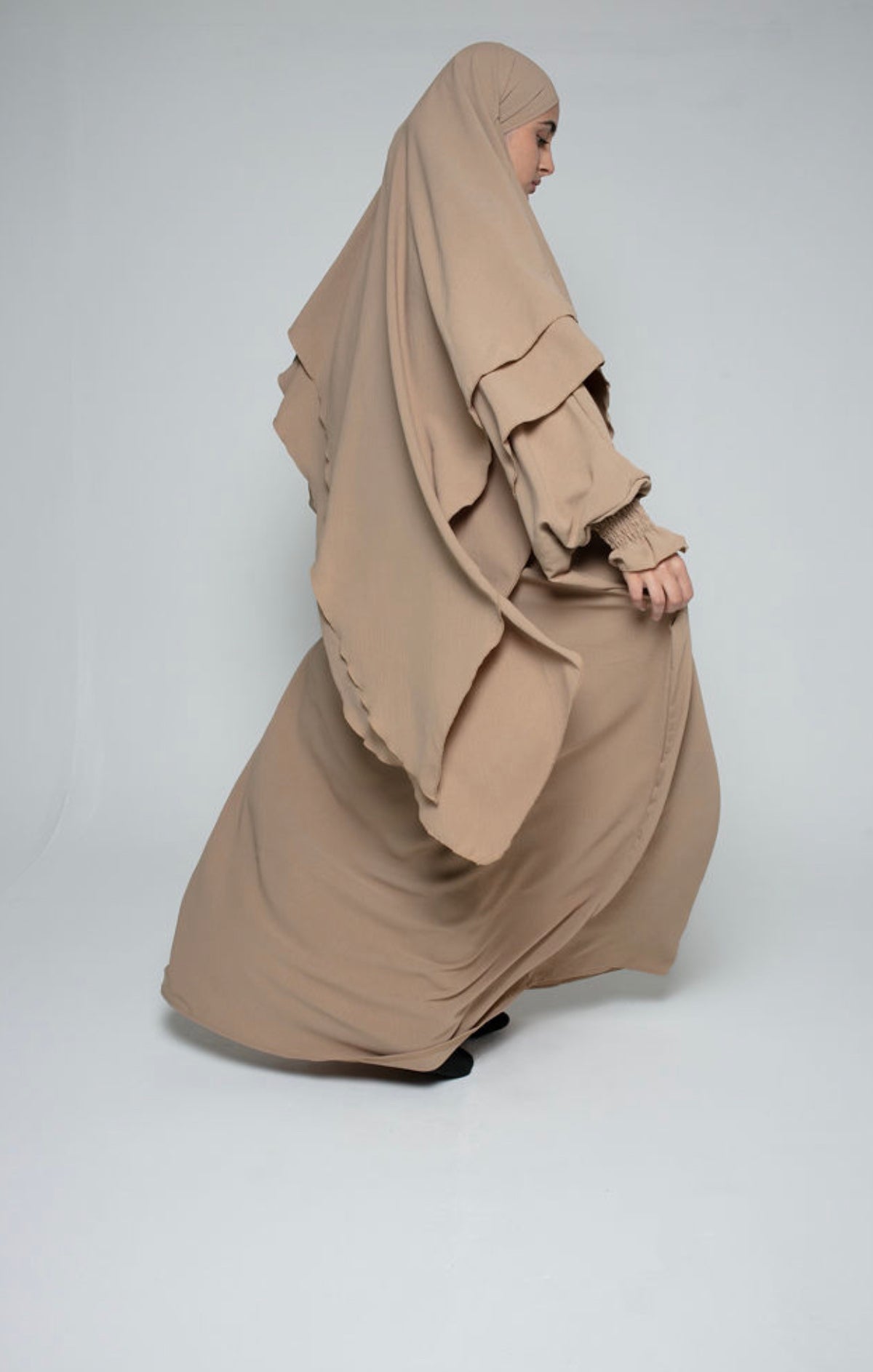 2 layers khimar Set with Abaya