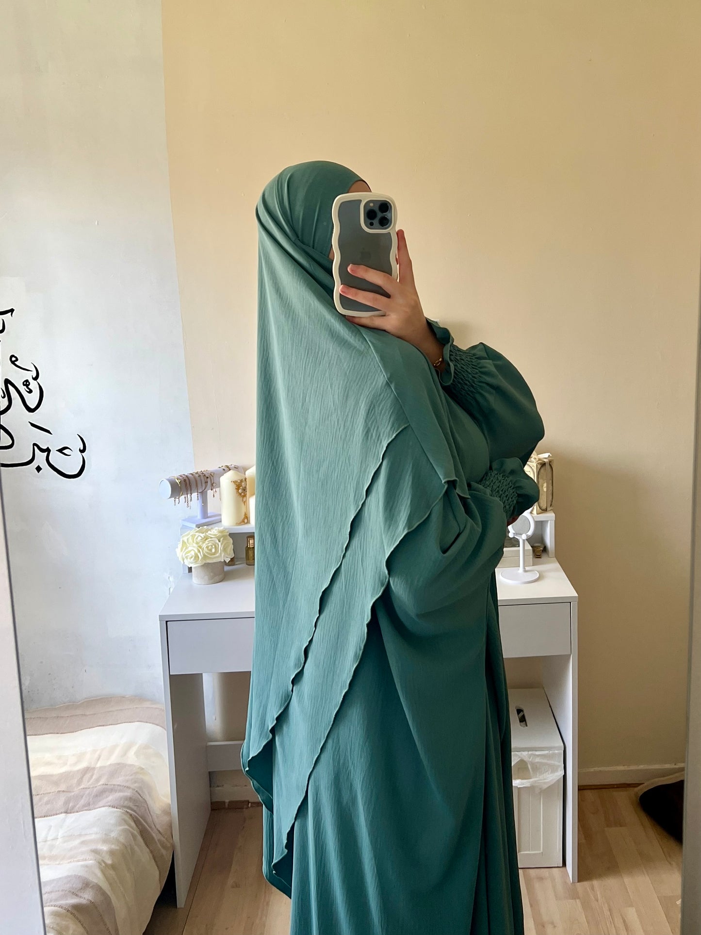 2 layers khimar Set with Abaya