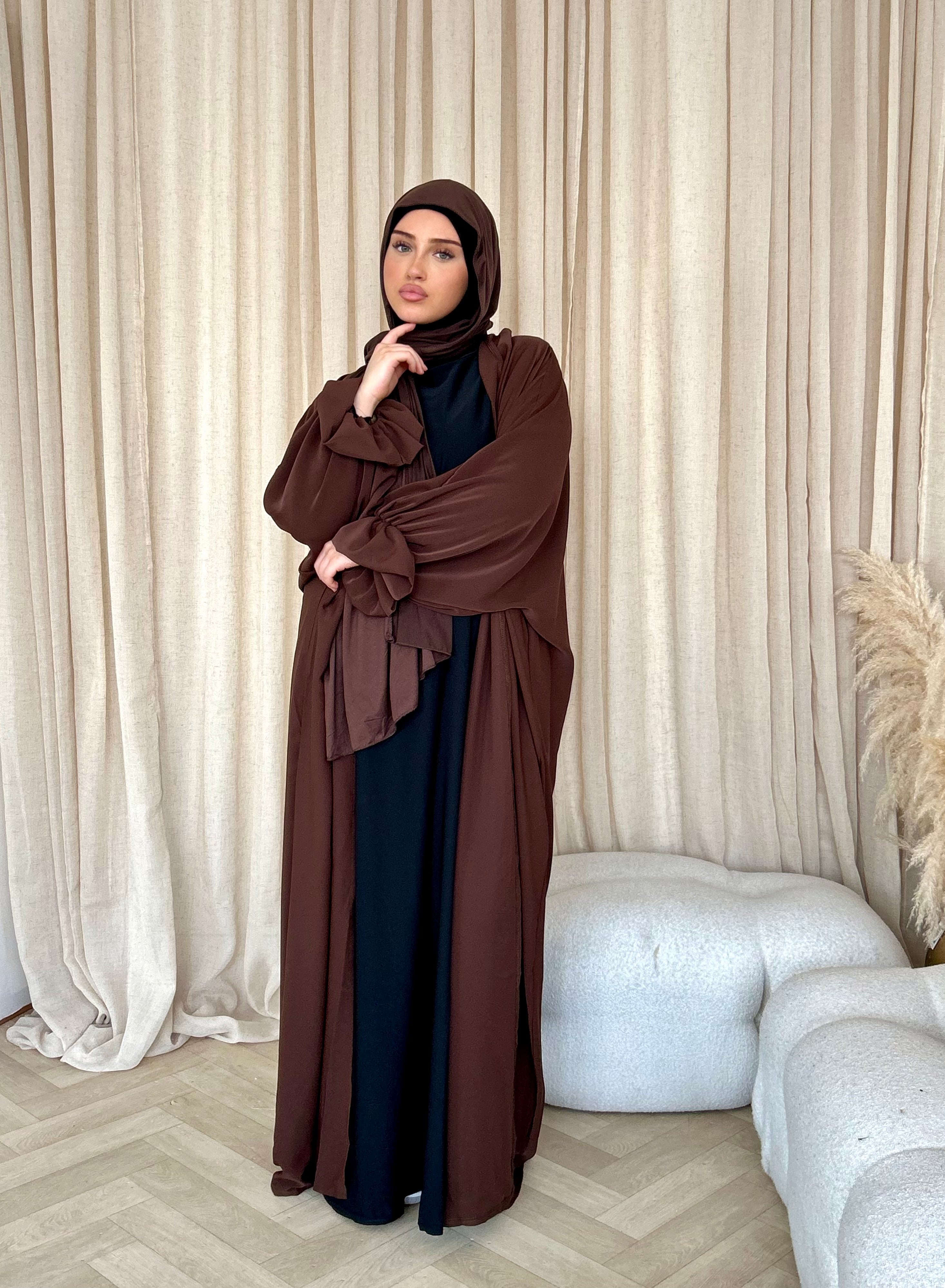 Open Kimono Abaya with Flower Sleeves