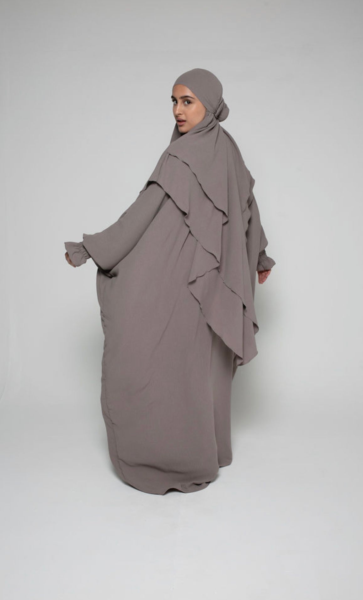 2 layers khimar Set with Abaya