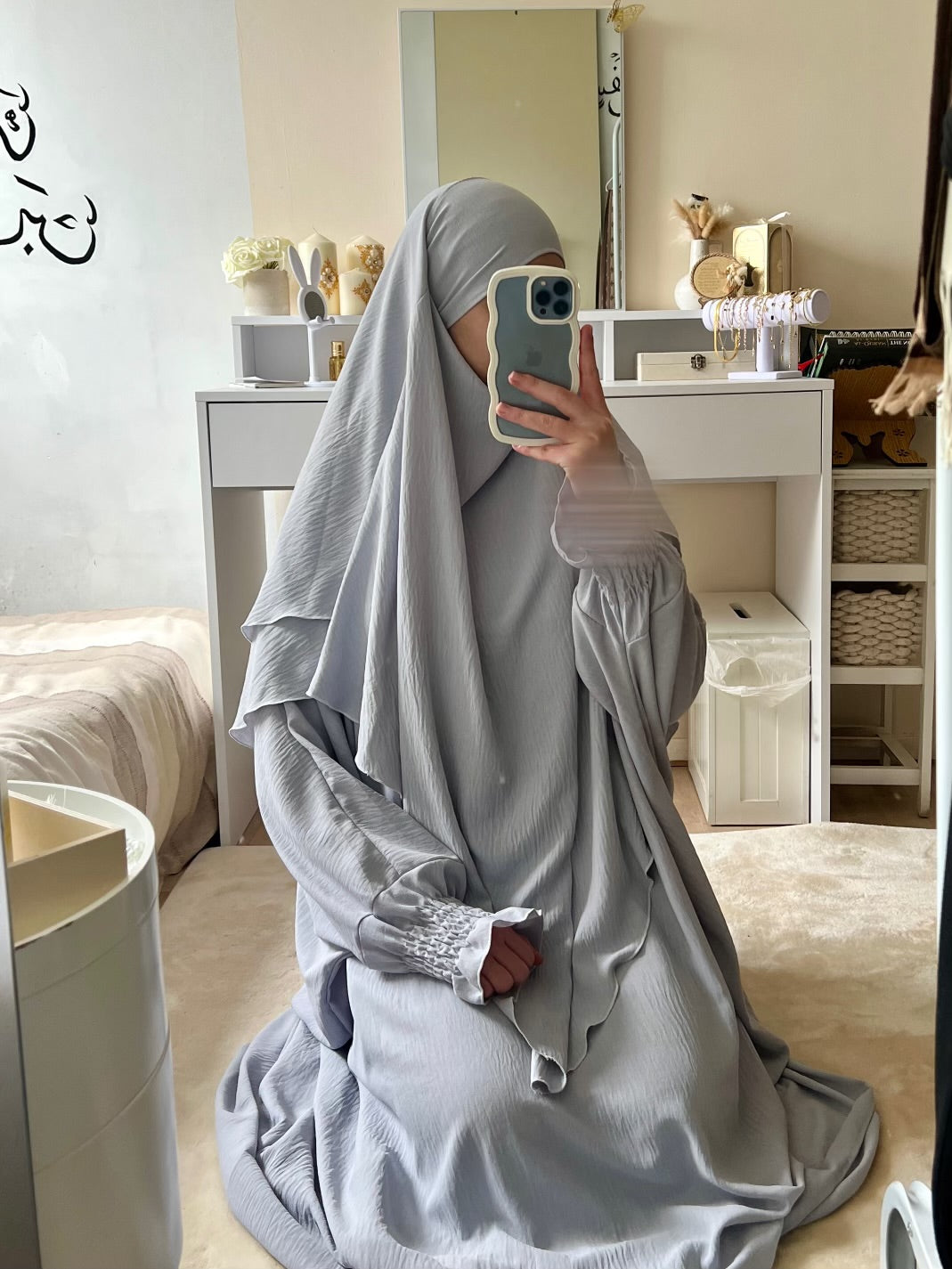 2 layers khimar Set with Abaya