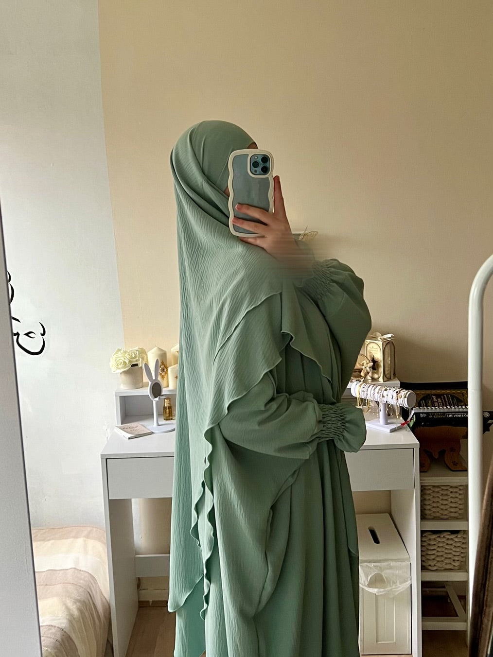 2 layers khimar Set with Abaya