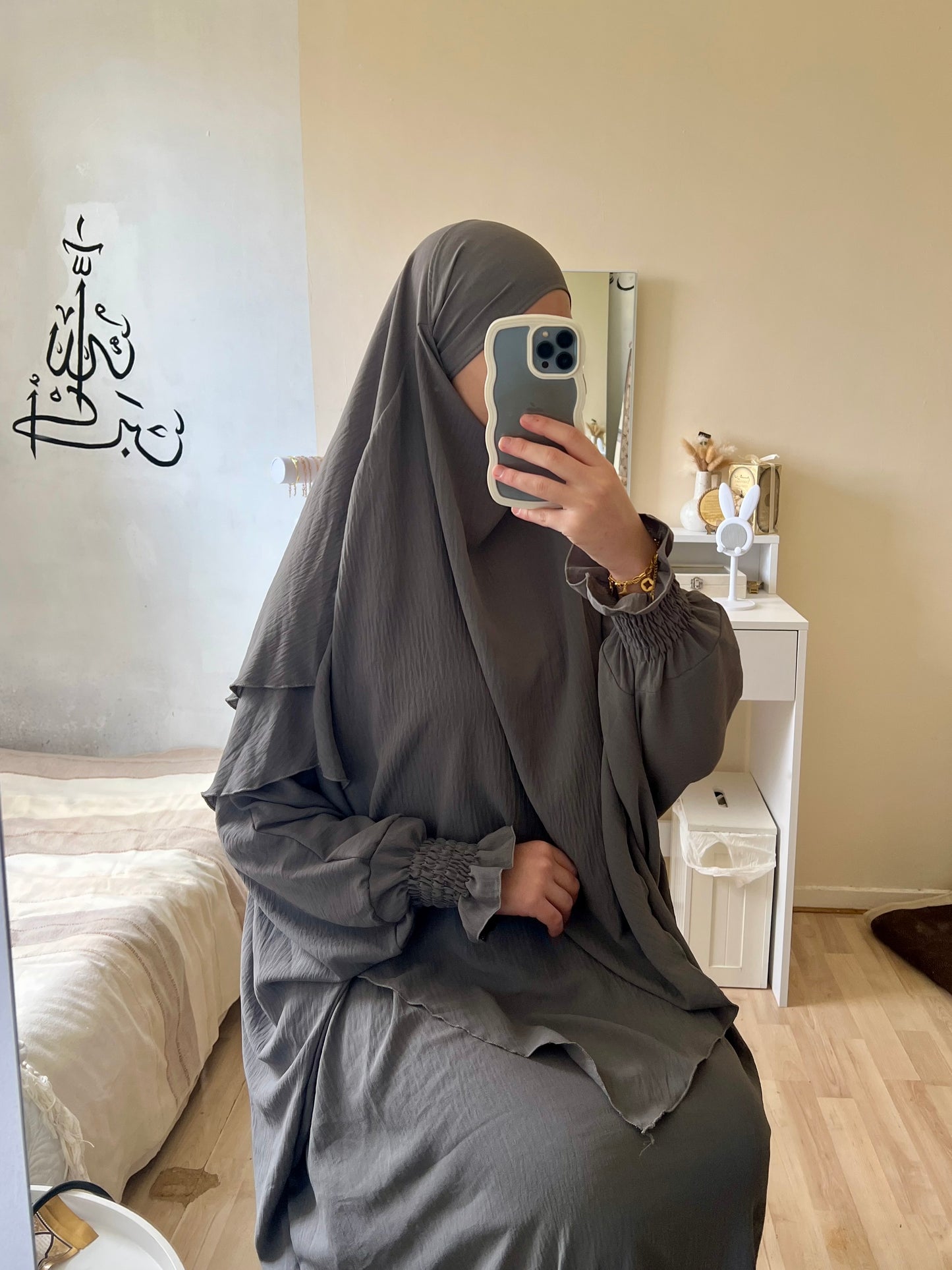 2 layers khimar Set with Abaya