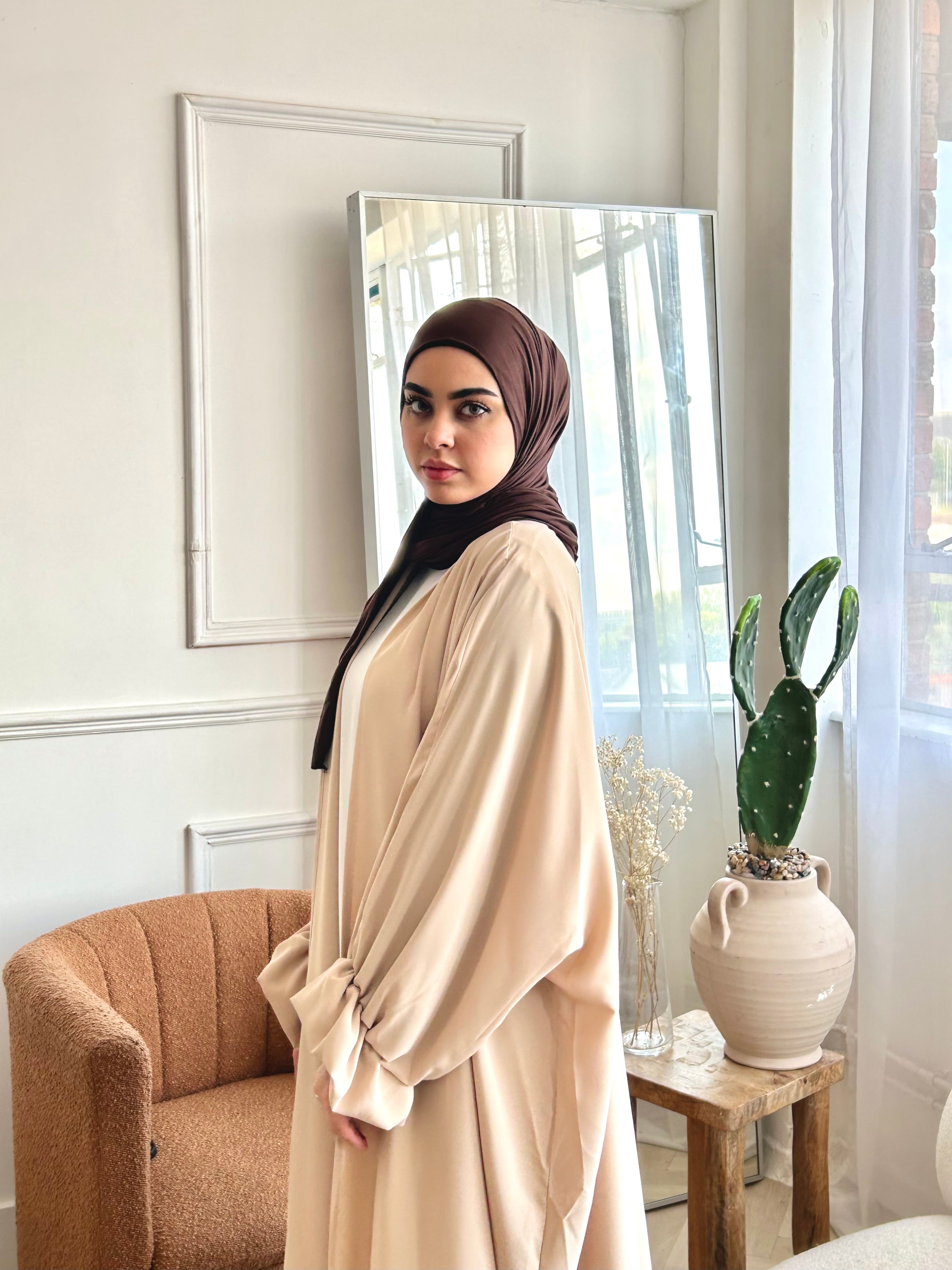 Open Kimono Abaya with Flower Sleeves