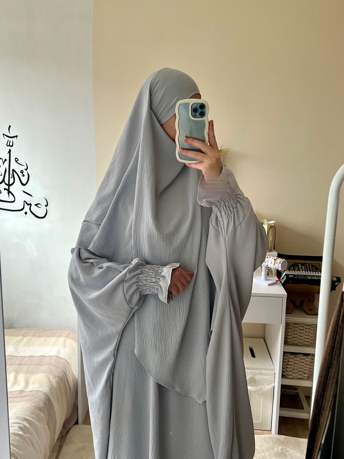 2 layers khimar Set with Abaya