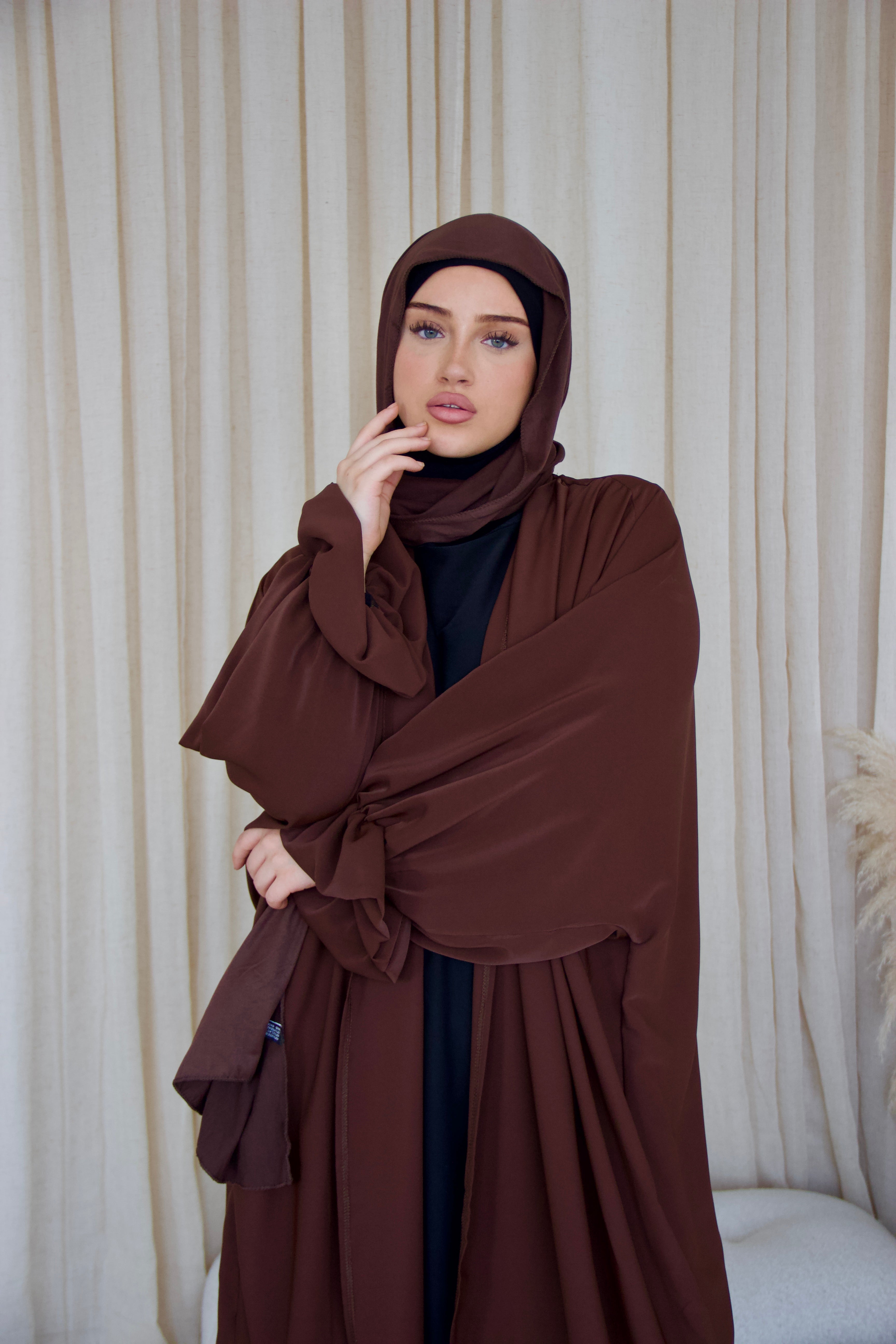 Open Kimono Abaya with Flower Sleeves