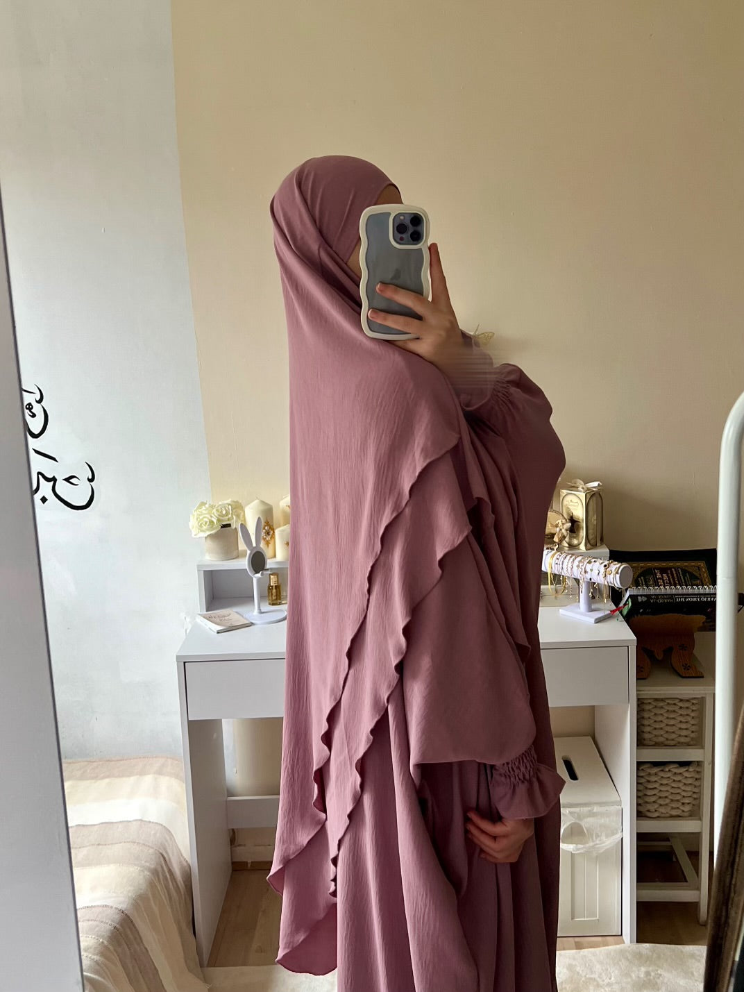 2 layers khimar Set with Abaya