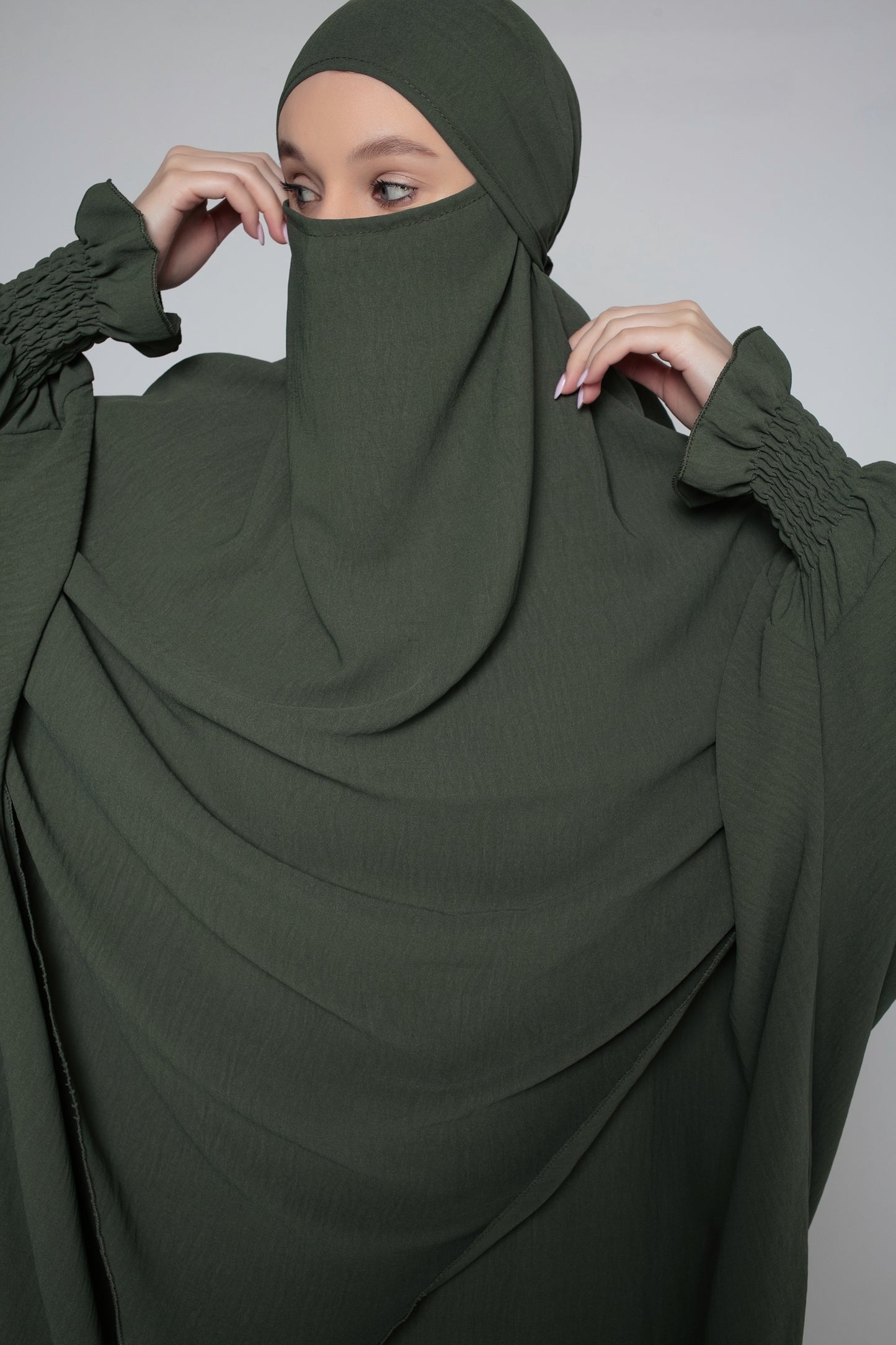 2 layers khimar Set with Abaya