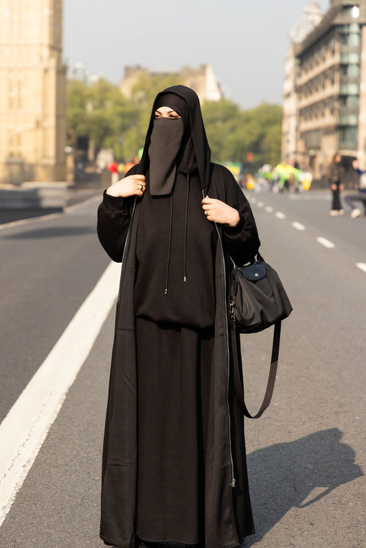 Black Hoodie Abaya Jacket size 50 to 60