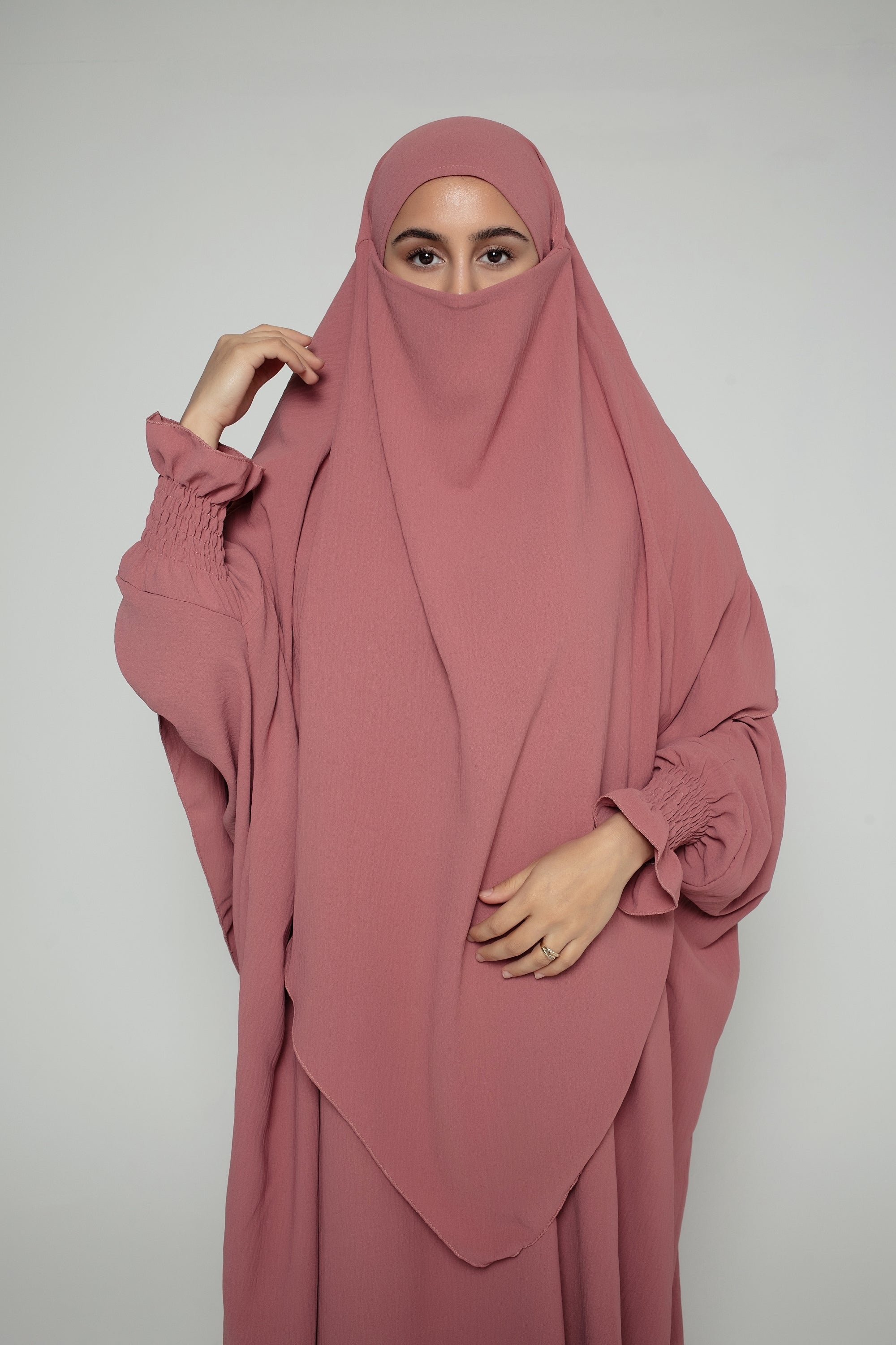 Abaya with Double Layer Khimar Set