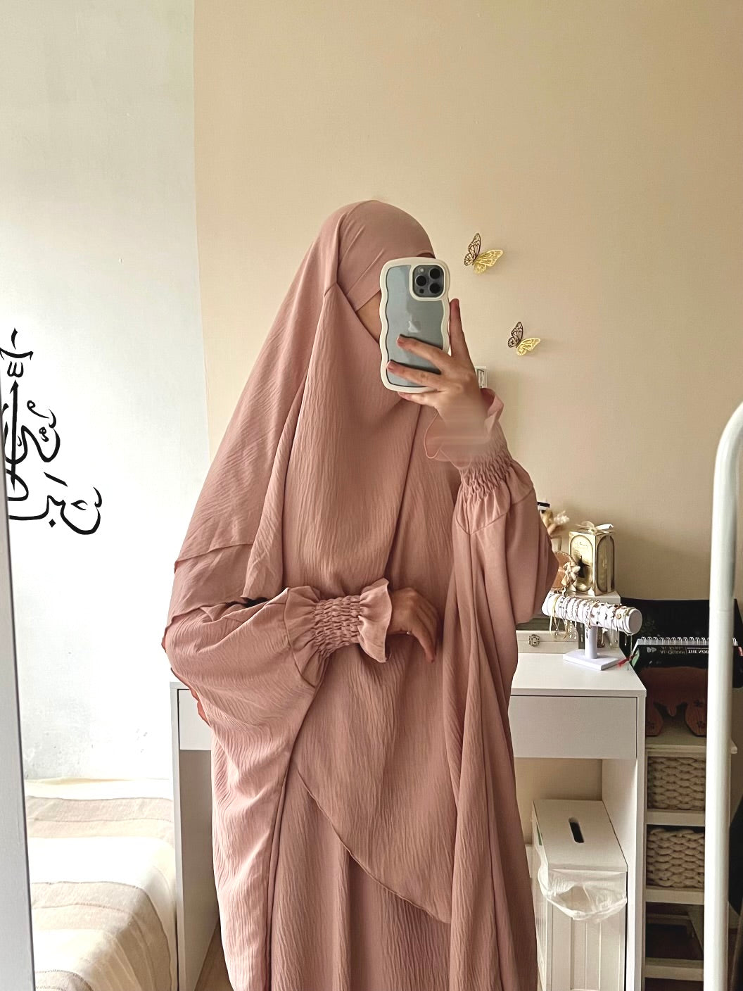 2 layers khimar Set with Abaya